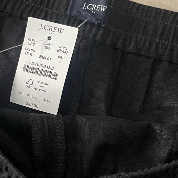 J. Crew | Black Linen Blend Drawstring Shorts - Picture 3 of 4